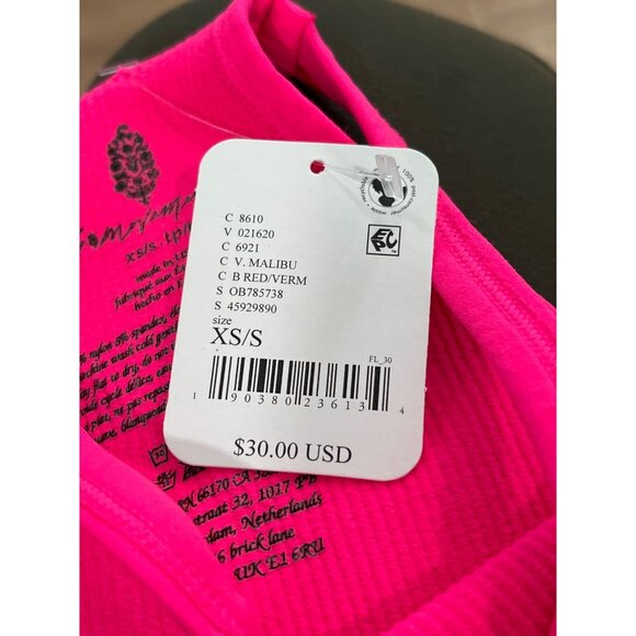 Free people movement Hot Pink Ribbed Racerback Crop Top XS/S - Picture 5 of 5